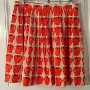 J. Crew Red Apple Print Skirt